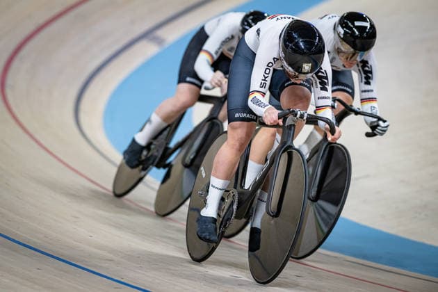 SCHNEIDER Clara, FRIEDRICH Lea Sophie, GRABOSCH Pauline Sophie: UEC Track cycling, Rad, Radsport, Bahnrad, Bahn European Championships Konya 2026 SCHNEIDER Clara - FRIEDRICH Lea Sophie - GRABOSCH Pauline Sophie ( GER ) Germany Querformat - quer - horizontal - Landscape - Event Veranstaltung: UEC Track Cycling European Championships 2026 - Category Kategorie: Cycling - Track Cycling European Championships - Location Ort: Asia - Turkey - Konya - Discipline: Team Sprint - Category: Elite Women - Distance: ... m - Date Datum: 01.02.2026 Sunday Day 1 -