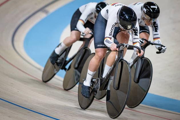 SCHNEIDER Clara, FRIEDRICH Lea Sophie, GRABOSCH Pauline Sophie: UEC Track cycling, Rad, Radsport, Bahnrad, Bahn European Championships Konya 2026 SCHNEIDER Clara - FRIEDRICH Lea Sophie - GRABOSCH Pauline Sophie ( GER ) Germany Querformat - quer - horizontal - Landscape - Event Veranstaltung: UEC Track Cycling European Championships 2026 - Category Kategorie: Cycling - Track Cycling European Championships - Location Ort: Asia - Turkey - Konya - Discipline: Team Sprint - Category: Elite Women - Distance: ... m - Date Datum: 01.02.2026 Sunday Day 1 -