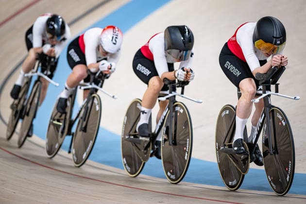 ANDRES Michelle, LEU Lorena, LIEHNER Annika, LIECHTI Jasmin: UEC Track cycling, Rad, Radsport, Bahnrad, Bahn European Championships Konya 2026 ANDRES Michelle - LEU Lorena - LIEHNER Annika - LIECHTI Jasmin ( SUI ) Switzerland Querformat - quer - horizontal - Landscape - Event Veranstaltung: UEC Track Cycling European Championships 2026 - Category Kategorie: Cycling - Track Cycling European Championships - Location Ort: Asia - Turkey - Konya - Discipline: Team Pursuit - Category: Elite Women - Distance: 4000 m - Date Datum: 01.02.2026 Sunday Day 1 -