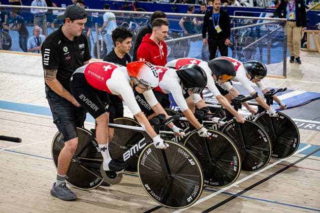 ANDRES Michelle, LEU Lorena, LIEHNER Annika, LIECHTI Jasmin: UEC Track cycling, Rad, Radsport, Bahnrad, Bahn European Championships Konya 2026 ANDRES Michelle - LEU Lorena - LIEHNER Annika - LIECHTI Jasmin ( SUI ) Switzerland Querformat - quer - horizontal - Landscape - Event Veranstaltung: UEC Track Cycling European Championships 2026 - Category Kategorie: Cycling - Track Cycling European Championships - Location Ort: Asia - Turkey - Konya - Discipline: Team Pursuit - Category: Elite Women - Distance: 4000 m - Date Datum: 01.02.2026 Sunday Day 1 -