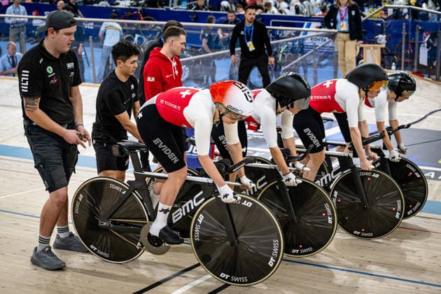 ANDRES Michelle, LEU Lorena, LIEHNER Annika, LIECHTI Jasmin: UEC Track cycling, Rad, Radsport, Bahnrad, Bahn European Championships Konya 2026 ANDRES Michelle - LEU Lorena - LIEHNER Annika - LIECHTI Jasmin ( SUI ) Switzerland Querformat - quer - horizontal - Landscape - Event Veranstaltung: UEC Track Cycling European Championships 2026 - Category Kategorie: Cycling - Track Cycling European Championships - Location Ort: Asia - Turkey - Konya - Discipline: Team Pursuit - Category: Elite Women - Distance: 4000 m - Date Datum: 01.02.2026 Sunday Day 1 -