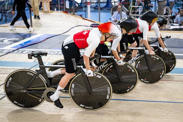 ANDRES Michelle, LEU Lorena, LIEHNER Annika, LIECHTI Jasmin: UEC Track cycling, Rad, Radsport, Bahnrad, Bahn European Championships Konya 2026 ANDRES Michelle - LEU Lorena - LIEHNER Annika - LIECHTI Jasmin ( SUI ) Switzerland Querformat - quer - horizontal - Landscape - Event Veranstaltung: UEC Track Cycling European Championships 2026 - Category Kategorie: Cycling - Track Cycling European Championships - Location Ort: Asia - Turkey - Konya - Discipline: Team Pursuit - Category: Elite Women - Distance: 4000 m - Date Datum: 01.02.2026 Sunday Day 1 -