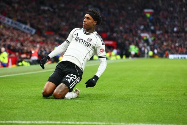 Kevin of Fulham celebrates scoring to make it 2-2 Manchester United, ManU v Fulham, Premier League, Football, Old Trafford, Manchester, UK - 01 Feb 2026Manchester Old Trafford United Kingdom EDITORIAL USE ONLY No use with unauthorised audio, video, data, fixture lists, club league logos or live services. Online in-match use limited to 120 images, no video emulation. No use in betting, games or single club league player publications. Copyright: xPaulxCurrie Shutterstockx 16496861hc
