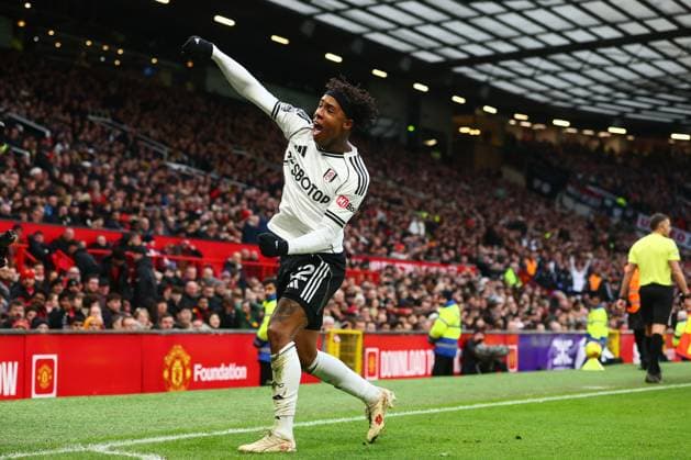 Kevin of Fulham celebrates scoring to make it 2-2 Manchester United, ManU v Fulham, Premier League, Football, Old Trafford, Manchester, UK - 01 Feb 2026Manchester Old Trafford United Kingdom EDITORIAL USE ONLY No use with unauthorised audio, video, data, fixture lists, club league logos or live services. Online in-match use limited to 120 images, no video emulation. No use in betting, games or single club league player publications. Copyright: xPaulxCurrie Shutterstockx 16496861hf