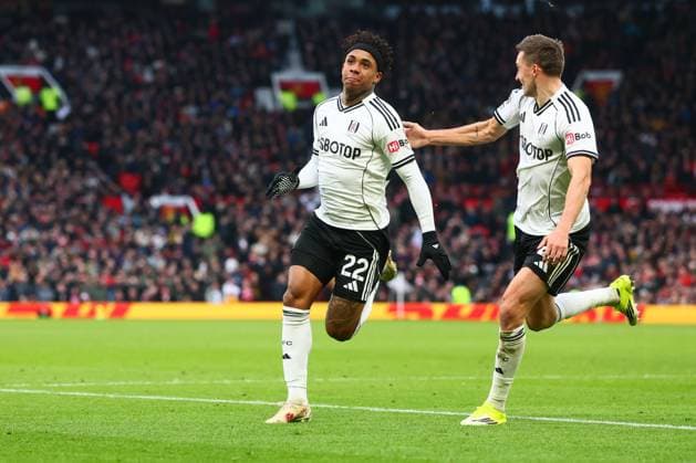 Kevin of Fulham celebrates scoring to make it 2-2 Manchester United, ManU v Fulham, Premier League, Football, Old Trafford, Manchester, UK - 01 Feb 2026Manchester Old Trafford United Kingdom EDITORIAL USE ONLY No use with unauthorised audio, video, data, fixture lists, club league logos or live services. Online in-match use limited to 120 images, no video emulation. No use in betting, games or single club league player publications. Copyright: xPaulxCurrie Shutterstockx 16496861gy