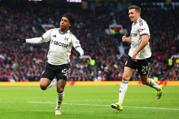 Kevin of Fulham celebrates scoring to make it 2-2 Manchester United, ManU v Fulham, Premier League, Football, Old Trafford, Manchester, UK - 01 Feb 2026Manchester Old Trafford United Kingdom EDITORIAL USE ONLY No use with unauthorised audio, video, data, fixture lists, club league logos or live services. Online in-match use limited to 120 images, no video emulation. No use in betting, games or single club league player publications. Copyright: xPaulxCurrie Shutterstockx 16496861gz