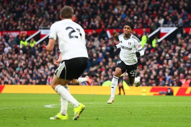 Kevin of Fulham celebrates scoring to make it 2-2 Manchester United, ManU v Fulham, Premier League, Football, Old Trafford, Manchester, UK - 01 Feb 2026Manchester Old Trafford United Kingdom EDITORIAL USE ONLY No use with unauthorised audio, video, data, fixture lists, club league logos or live services. Online in-match use limited to 120 images, no video emulation. No use in betting, games or single club league player publications. Copyright: xPaulxCurrie Shutterstockx 16496861gw
