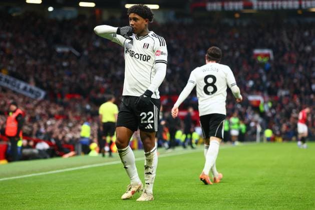 Kevin of Fulham celebrates scoring to make it 2-2 Manchester United, ManU v Fulham, Premier League, Football, Old Trafford, Manchester, UK - 01 Feb 2026Manchester Old Trafford United Kingdom EDITORIAL USE ONLY No use with unauthorised audio, video, data, fixture lists, club league logos or live services. Online in-match use limited to 120 images, no video emulation. No use in betting, games or single club league player publications. Copyright: xPaulxCurrie Shutterstockx 16496861hq