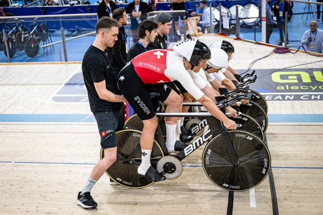 VOGEL Alex, TAPPEINER Pascal, POOT Mats, BOGLI Noah: UEC Track cycling, Rad, Radsport, Bahnrad, Bahn European Championships Konya 2026 VOGEL Alex - TAPPEINER Pascal - POOT Mats - BOGLI Noah ( SUI ) Switzerland Querformat - quer - horizontal - Landscape - Event Veranstaltung: UEC Track Cycling European Championships 2026 - Category Kategorie: Cycling - Track Cycling European Championships - Location Ort: Asia - Turkey - Konya - Discipline: Team Pursuit - Category: Elite Men - Distance: 4000 m - Date Datum: 01.02.2026 Sunday Day 1 -