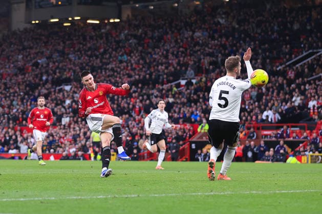 Football - Premier League - Manchester United, ManU v Fulham 1st February 2026 - Premier League - Manchester United v Fulham - Benjamin Sesko of Manchester United scores their 3rd goal - Photo: Simon Stacpoole Offside. Manchester UK Copyright: xSimonxStacpoolexOffside