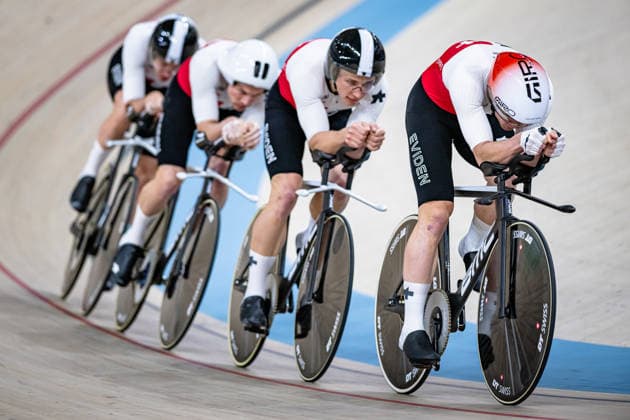 VOGEL Alex, TAPPEINER Pascal, POOT Mats, BOGLI Noah: UEC Track cycling, Rad, Radsport, Bahnrad, Bahn European Championships Konya 2026 VOGEL Alex - TAPPEINER Pascal - POOT Mats - BOGLI Noah ( SUI ) Switzerland Querformat - quer - horizontal - Landscape - Event Veranstaltung: UEC Track Cycling European Championships 2026 - Category Kategorie: Cycling - Track Cycling European Championships - Location Ort: Asia - Turkey - Konya - Discipline: Team Pursuit - Category: Elite Men - Distance: 4000 m - Date Datum: 01.02.2026 Sunday Day 1 -