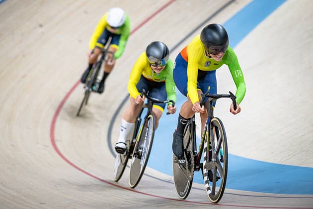 BALEIÅ YTE Olivija, VALIUKEVICIÅªTÄ– Lauryna, GEDRAITYTÄ– Akvile: UEC Track cycling, Rad, Radsport, Bahnrad, Bahn European Championships Konya 2026 BALEIÅ YTE Olivija - VALIUKEVICIÅªTÄ– Lauryna - GEDRAITYTÄ– Akvile ( LTU ) Lithuania Querformat - quer - horizontal - Landscape - Event Veranstaltung: UEC Track Cycling European Championships 2026 - Category Kategorie: Cycling - Track Cycling European Championships - Location Ort: Asia - Turkey - Konya - Discipline: Team Sprint - Category: Elite Women - Distance: ... m - Date Datum: 01.02.2026 Sunday Day 1 -
