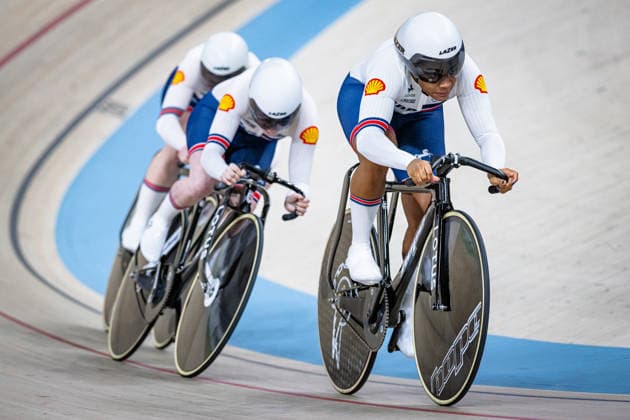 PARRIS-SMITH Rhianna, THOMAS Lowri, BELL Lauren: UEC Track cycling, Rad, Radsport, Bahnrad, Bahn European Championships Konya 2026 PARRIS-SMITH Rhianna - THOMAS Lowri - BELL Lauren ( GBR ) Great Britain Querformat - quer - horizontal - Landscape - Event Veranstaltung: UEC Track Cycling European Championships 2026 - Category Kategorie: Cycling - Track Cycling European Championships - Location Ort: Asia - Turkey - Konya - Discipline: Team Sprint - Category: Elite Women - Distance: ... m - Date Datum: 01.02.2026 Sunday Day 1 -