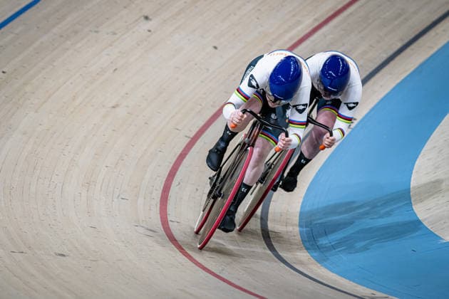 VAN DE WOUW Hetty, VAN DER PEET Steffie: UEC Track cycling, Rad, Radsport, Bahnrad, Bahn European Championships Konya 2026 VAN DE WOUW Hetty - VAN DER PEET Steffie ( NED ) Netherlands Querformat - quer - horizontal - Landscape - Event Veranstaltung: UEC Track Cycling European Championships 2026 - Category Kategorie: Cycling - Track Cycling European Championships - Location Ort: Asia - Turkey - Konya - Discipline: Team Sprint - Category: Elite Women - Distance: ... m - Date Datum: 01.02.2026 Sunday Day 1 -