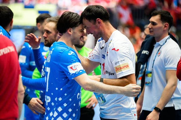 Herning: Handball EM 2026 - Spiel Platz 3 - Island - Kroatien Filip Glavas (Kroatien), Domagoj Duvnjak (Kroatien) Herning Jyske Bank Boxen Daenemark