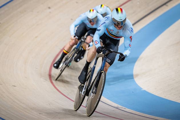 VERHOEVEN Mathijs, VINGERHOETS Yeno, NULENS Lowie: UEC Track cycling, Rad, Radsport, Bahnrad, Bahn European Championships Konya 2026 VERHOEVEN Mathijs - VINGERHOETS Yeno - NULENS Lowie ( BEL ) Belgium Querformat - quer - horizontal - Landscape - Event Veranstaltung: UEC Track Cycling European Championships 2026 - Category Kategorie: Cycling - Track Cycling European Championships - Location Ort: Asia - Turkey - Konya - Discipline: Team Sprint - Category: Elite Men - Distance: ... m - Date Datum: 01.02.2026 Sunday Day 1 -