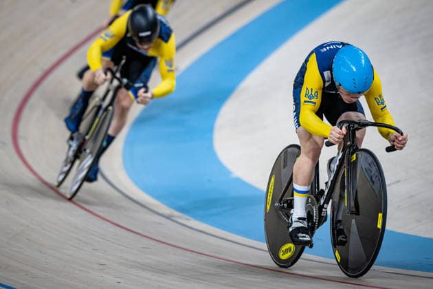 VARHARAKYN Valentyn, DANYLCHUK Bohdan, HOLIAK Vladyslav: UEC Track cycling, Rad, Radsport, Bahnrad, Bahn European Championships Konya 2026 VARHARAKYN Valentyn - DANYLCHUK Bohdan - HOLIAK Vladyslav ( UKR ) Ukraine Querformat - quer - horizontal - Landscape - Event Veranstaltung: UEC Track Cycling European Championships 2026 - Category Kategorie: Cycling - Track Cycling European Championships - Location Ort: Asia - Turkey - Konya - Discipline: Team Sprint - Category: Elite Men - Distance: ... m - Date Datum: 01.02.2026 Sunday Day 1 -