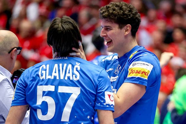 01.02.2026, Handball, Men s EHF EURO 2026, Island - Kroatien, Jyske Bank Boxen in Herning, Dänemark, Placement Match 3 4: Kroatien sichert sich den SIeg und den 3. Platz der EM. Filip Glavas (Croatia 57) Luka Lovre Klarica (Croatia 09) Dänemark