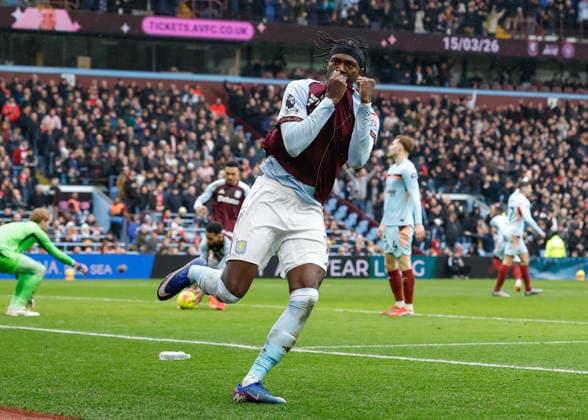 Birmingham, England, 1st February 2026. Tammy Abraham of Aston Villa celebrates scoring their sides first goal which is later ruled out during the Aston Villa vs Brentford Premier League match at Villa Park, Birmingham. Picture credit should read: Cody Froggatt Sportimage EDITORIAL USE ONLY. No use with unauthorised audio, video, data, fixture lists, club league logos or live services. Online in-match use limited to 120 images, no video emulation. No use in betting, games or single club league player publications. SPI_036_CF_ASTON_VILLA_V_BRENTFORD SPI-4503-0036