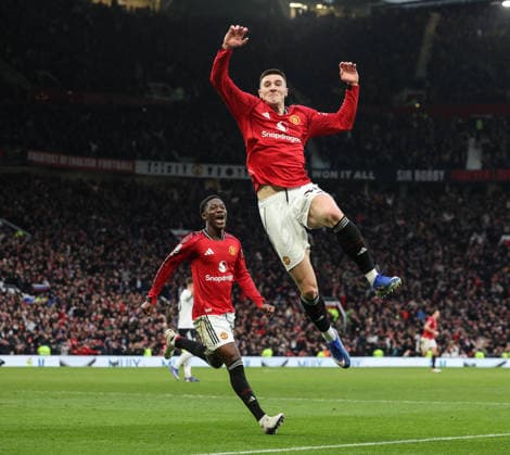 Manchester United, ManU v Fulham, Premier League, Old Trafford, Manchester. Times Photographer Bradley Ormesher. 1.2.2026. Manchester United v Fulham, Premier League, Old Trafford, Manchester. Times Photographer Bradley Ormesher. Benjamin Sesko celebrates after scoring the winner in injury time.  Copyright: xBradleyxOrmesherx NINTCHDBPICT001055784026