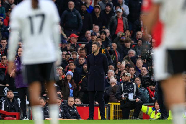 Manchester United, ManU v Fulham, Premier League Michael Carrick the Manchester United head coach during the Premier League match between Manchester United and Fulham at Old Trafford, Manchester, UK on 1 February 2026. Manchester Old Trafford Greater Manchester UK Editorial use only DataCo restrictions apply See www.football-dataco.com , Copyright: xConorxMolloyx PSI-23668-0102