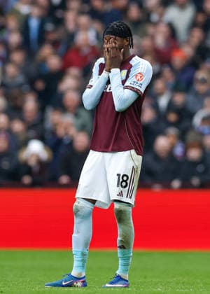 Birmingham, England, 1st February 2026. Tammy Abraham of Aston Villa reacts after his goal is ruled out during the Aston Villa vs Brentford Premier League match at Villa Park, Birmingham. Picture credit should read: Cody Froggatt Sportimage EDITORIAL USE ONLY. No use with unauthorised audio, video, data, fixture lists, club league logos or live services. Online in-match use limited to 120 images, no video emulation. No use in betting, games or single club league player publications. SPI_038_CF_ASTON_VILLA_V_BRENTFORD SPI-4503-0038