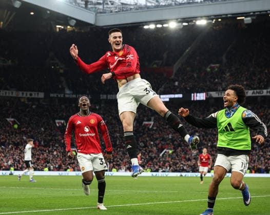 Manchester United, ManU v Fulham, Premier League, Old Trafford, Manchester. Times Photographer Bradley Ormesher. 1.2.2026. Manchester United v Fulham, Premier League, Old Trafford, Manchester. Times Photographer Bradley Ormesher. Benjamin Sesko celebrates after scoring the winner in injury time.  Copyright: xBradleyxOrmesherx NINTCHDBPICT001055784377
