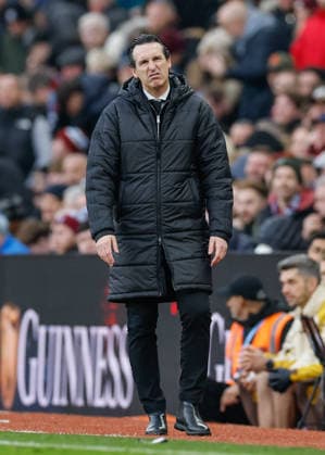 Birmingham, England, 1st February 2026. Unai Emery head coach of Aston Villa reacts during the Aston Villa vs Brentford Premier League match at Villa Park, Birmingham. Picture credit should read: Cody Froggatt Sportimage EDITORIAL USE ONLY. No use with unauthorised audio, video, data, fixture lists, club league logos or live services. Online in-match use limited to 120 images, no video emulation. No use in betting, games or single club league player publications. SPI_051_CF_ASTON_VILLA_V_BRENTFORD SPI-4503-0049