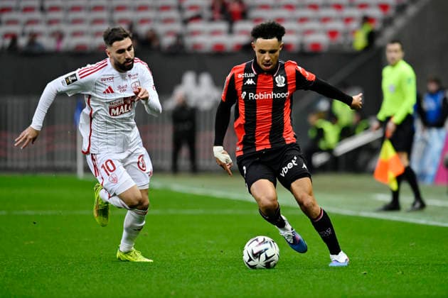 FOOTBALL : Nice (OGCN) vs Brest (SB29) - ligue 1 - 1 2 26 Nice™s forward 10 Sofiane Diop and Brest™s forward 10 R. Del Castillo during the French L1 2025-2026 season football match between Nice (OGCN) and Brest (SB) at Allianz Riviera stadium of Nice, south France, on February 1, 2026. NICEFrance  Copyright: xFredericxDIDESx