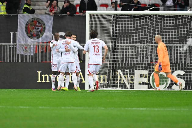 FOOTBALL : Nice (OGCN) vs Brest (SB29) - ligue 1 - 1 2 26 Joy of Brest™s forward 10 R. Del Castillo after mark a goal during the French L1 2025-2026 season football match between Nice (OGCN) and Brest (SB) at Allianz Riviera stadium of Nice, south France, on February 1, 2026. NICEFrance  Copyright: xFredericxDIDESx