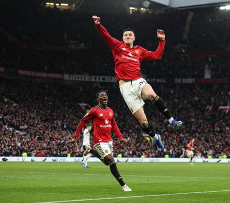 Manchester United, ManU v Fulham, Premier League, Old Trafford, Manchester. Times Photographer Bradley Ormesher. 1.2.2026. Manchester United v Fulham, Premier League, Old Trafford, Manchester. Times Photographer Bradley Ormesher. Benjamin Sesko celebrates after scoring the winner in injury time.  Copyright: xBradleyxOrmesherx NINTCHDBPICT001055787328