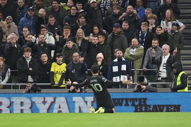 1st February 2026; Tottenham Hotspur Stadium, London, England; Premier League Football, Tottenham Hotspur versus Manchester City; Rayan Cherki of Manchester City celebrates his goal in the 11th minute for 0-1  KatiexChan Content restricted for UK based newspaper