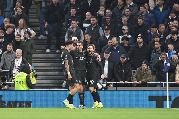 1st February 2026; Tottenham Hotspur Stadium, London, England; Premier League Football, Tottenham Hotspur versus Manchester City; Rayan Cherki of Manchester City celebrates his goal in the 11th minute for 0-1  KatiexChan Content restricted for UK based newspaper