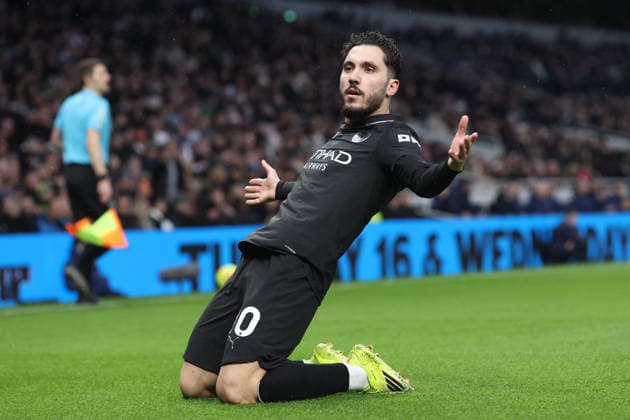 Tottenham v Manchester City 01 February 2026, London - Premier League Football - Tottenham Hotspur v Manchester City - Rayan Cherki of Manchester City celebrates after scoring the opening goal of the match - Photo: Charlotte Wilson Offside. London UK Copyright: xCharlottexWilsonx xOffsidexOffside