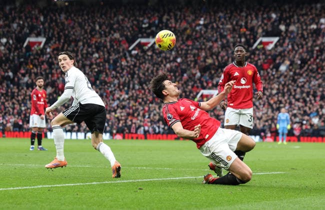 Manchester United, ManU v Fulham, Premier League, Old Trafford, Manchester. Times Photographer Bradley Ormesher. 1.2.2026. Manchester United v Fulham, Premier League, Old Trafford, Manchester. Times Photographer Bradley Ormesher. Harry Maguire and Harry Wilson.  Copyright: xBradleyxOrmesherx NINTCHDBPICT001055788638