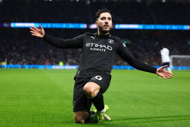 London, England, 1st February 2026. Rayan Cherki of Manchester City celebrates after scoring to make it 1-0 during the Tottenham Hotspur vs Manchester City Premier League match at the Tottenham Hotspur Stadium, London. Picture credit should read: Paul Terry Sportimage EDITORIAL USE ONLY. No use with unauthorised audio, video, data, fixture lists, club league logos or live services. Online in-match use limited to 120 images, no video emulation. No use in betting, games or single club league player publications. SPI_020_PT_Tottenham_Man_City SPI-4504-0020