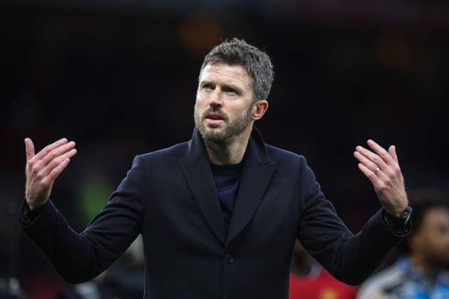 Manchester United, ManU v Fulham, Premier League, Old Trafford, Manchester. Times Photographer Bradley Ormesher. 1.2.2026. Manchester United v Fulham, Premier League, Old Trafford, Manchester. Times Photographer Bradley Ormesher. Michael Carrick at the end of the game.  Copyright: xBradleyxOrmesherx NINTCHDBPICT001055790972