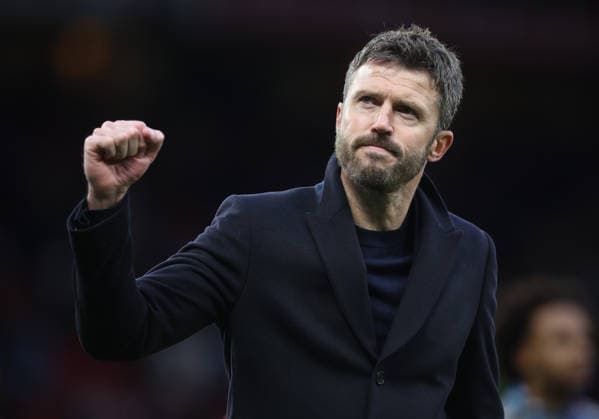Manchester United, ManU v Fulham, Premier League, Old Trafford, Manchester. Times Photographer Bradley Ormesher. 1.2.2026. Manchester United v Fulham, Premier League, Old Trafford, Manchester. Times Photographer Bradley Ormesher. Michael Carrick at the end of the game.  Copyright: xBradleyxOrmesherx NINTCHDBPICT001055791051