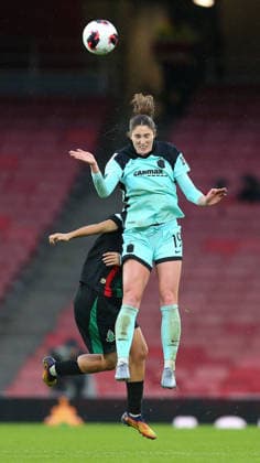 London, England, February 01 2026: Kayla Duran (19 Gotham FC) wins a header during the FIFA Womens Champions Cup 2026 3rd Place Play-off game between ASFAR and Gotham FC at Emirates Stadium in London, England. (Photo by Jay Patel Sports Press Photo SPP) Copyright: xJayxPatel SportsxPressxPhoto SPPx Sportspressphoto_SPR87671