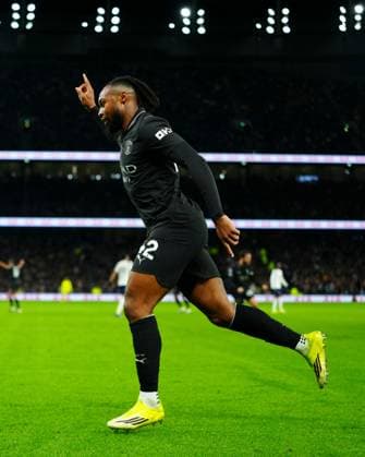 Antoine Semenyo of Manchester City celebrates scoring a goal after making it 2-0 Tottenham Hotspur v Manchester City, Premier League, Football, Tottenham Hotspur Stadium, London, UK - 01 Feb 2026London Tottenham Hotspur Stadium United Kingdom EDITORIAL USE ONLY No use with unauthorised audio, video, data, fixture lists, club league logos or live services. Online in-match use limited to 120 images, no video emulation. No use in betting, games or single club league player publications.  Copyright: xJavierxGarcia Shutterstockx 16496864p
