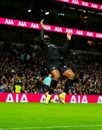 Antoine Semenyo of Manchester City celebrates scoring a goal after making it 2-0 Tottenham Hotspur v Manchester City, Premier League, Football, Tottenham Hotspur Stadium, London, UK - 01 Feb 2026London Tottenham Hotspur Stadium United Kingdom EDITORIAL USE ONLY No use with unauthorised audio, video, data, fixture lists, club league logos or live services. Online in-match use limited to 120 images, no video emulation. No use in betting, games or single club league player publications.  Copyright: xJavierxGarcia Shutterstockx 16496864r