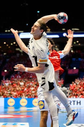 Herning: Handball EM 2026 - Finale - Daenemark - Deutschland Juri Knorr (Deutschland) Herning Jyske Bank Boxen Daenemark