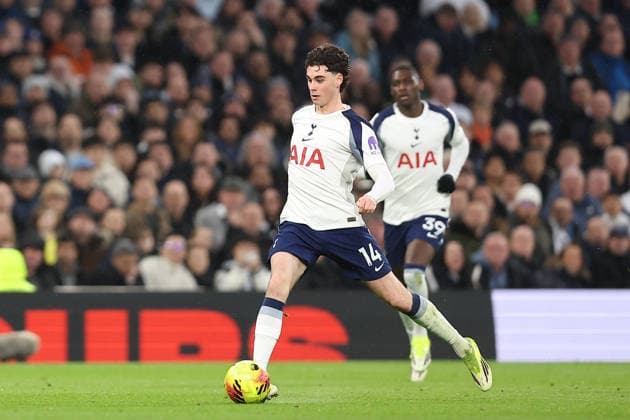 1st February 2026; Tottenham Hotspur Stadium, London, England; Premier League Football, Tottenham Hotspur versus Manchester City; Archie Gray of Tottenham Hotspur on the ball  KatiexChan Content restricted for UK based newspaper