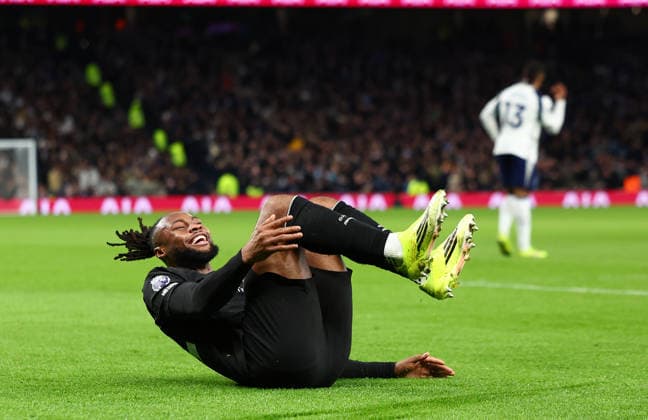 London, England, 1st February 2026. Antoine Semenyo of Manchester City celebrates after scoring to make it 2-0 during the Tottenham Hotspur vs Manchester City Premier League match at the Tottenham Hotspur Stadium, London. Picture credit should read: Paul Terry Sportimage EDITORIAL USE ONLY. No use with unauthorised audio, video, data, fixture lists, club league logos or live services. Online in-match use limited to 120 images, no video emulation. No use in betting, games or single club league player publications. SPI_042_PT_Tottenham_Man_City SPI-4504-0042