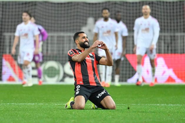FOOTBALL : Nice (OGCN) vs Brest (SB29) - ligue 1 - 1 2 26 Nice™s defender 2 Ali Abdi reacts after goal during the French L1 2025-2026 season football match between Nice (OGCN) and Brest (SB) at Allianz Riviera stadium of Nice, south France, on February 1, 2026. NICEFrance  Copyright: xFredericxDIDESx
