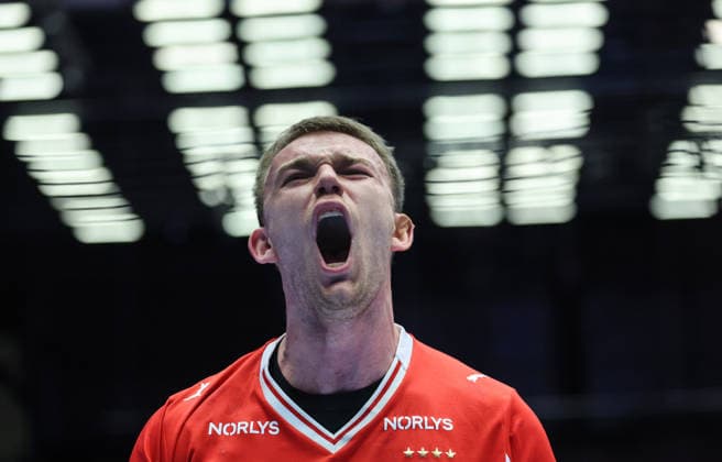 Denmark v Germany - Men s EHF EURO 2026 Final Thomas Arnoldsen of Denmark reacts during the Men s EHF EURO 2026 Final match between Denmark and Germany at Jyske Bank Boxen on February 1, 2026 in Herning, Denmark.  SanjinxStrukic PIXSELL