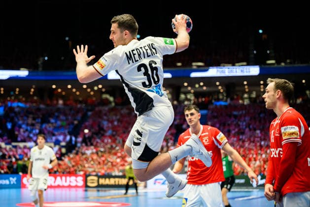 Herning: Handball EM 2026 - Finale - Daenemark - Deutschland Lukas Mertens (Deutschland) Herning Jyske Bank Boxen Daenemark