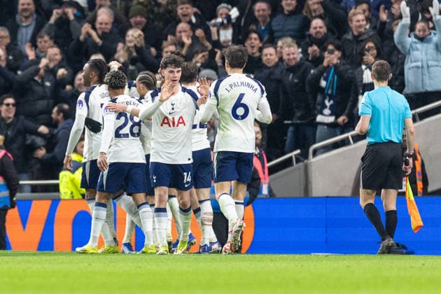 Tottenham Hotspur v Manchester City, Premier League GOAL 2-2. Tottenham Hotspur forward Dominic Solanke (19) celebrates after scoring a goal during the Premier League match between Tottenham Hotspur and Manchester City at Tottenham Hotspur Stadium, London, UK on 1 February 2026. London Tottenham Hotspur Stadium London UK Editorial use only DataCo restrictions apply See www.football-dataco.com , Copyright: xToyinxOshodix PSI-23665-0047