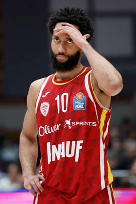 v. l. n. r.: Enttaeuschung bi Davion Mintz (Fitness First Wuerzburg Baskets, 10). 01.02.2026, Basketball, BBL, Fitness First Wuerzburg Baskets vs. BMA365 Bamberg Baskets, GER, Wuerzburg, Tectake Arena. Copyright: HMBxMedia xHeikoxBecker