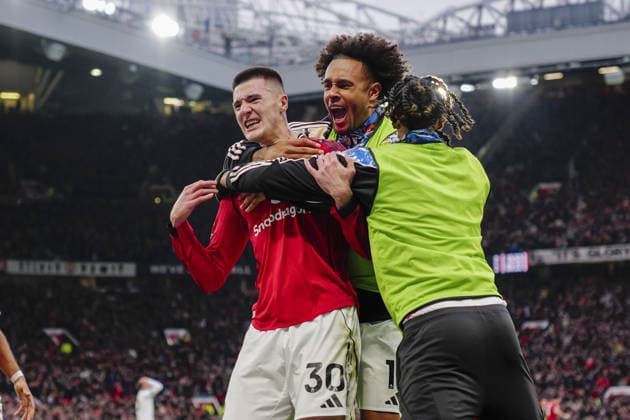 MANCHESTER, ENGLAND - FEBRUARY 01: Benjamin äeöko of Manchester United, ManU celebrates after scoring the team s third goal during a Premier League 2026 match between Manchester United and Fulham at Old Trafford on February 1st, 2026 in Manchester, England. (Photo by Richard Callis Sports Press Photo) Copyright: xRichardxCallis SportsxPressxPhotx Sportspressphoto_SPR87798